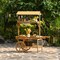 Large Wooden 3 Tier Rolling Table Cart With 2 Wheels for Home Decor, Modern Wagon with Shelves for Display Rack, Lemonade stand, Food Stand, Beverage Bar, or Tea Stall